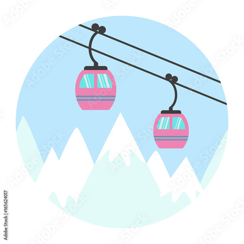 Ski cable lift icon for ski and winter sports.