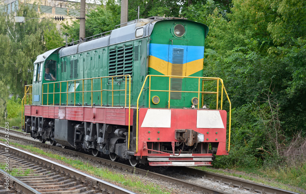 Obraz premium Diesel locomotive on the track. Ukraine.