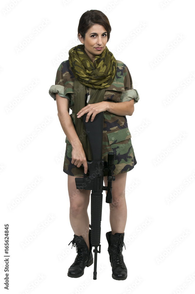 Fototapeta premium Young Woman Soldier
