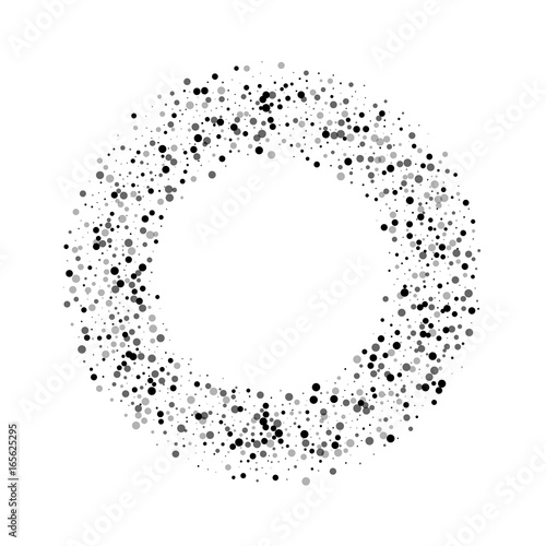 Dense black dots. Bagel shape with dense black dots on white background. Vector illustration.