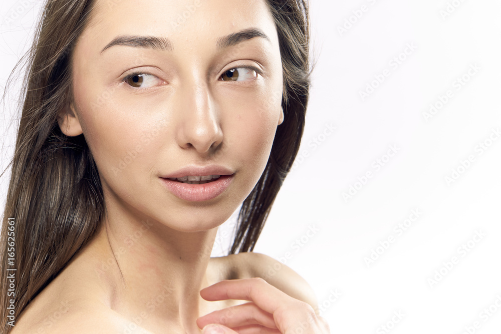 Beautiful young woman on white isolated background, portrait Beautiful young woman on white isolated background, portrait