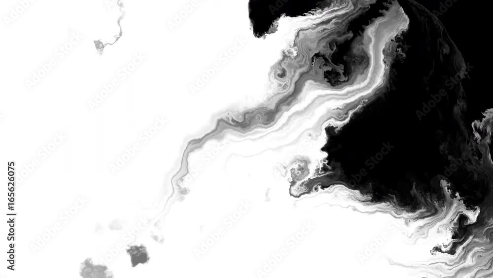 White ink flowing on black background