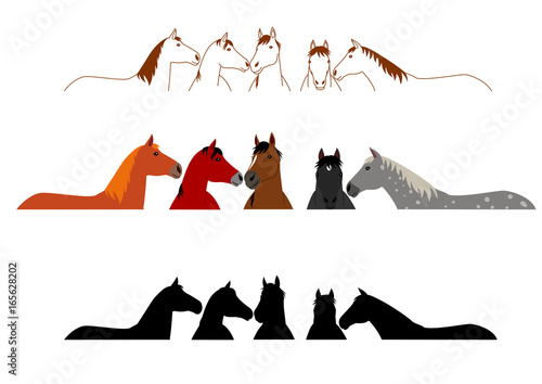 set of horse upper body group