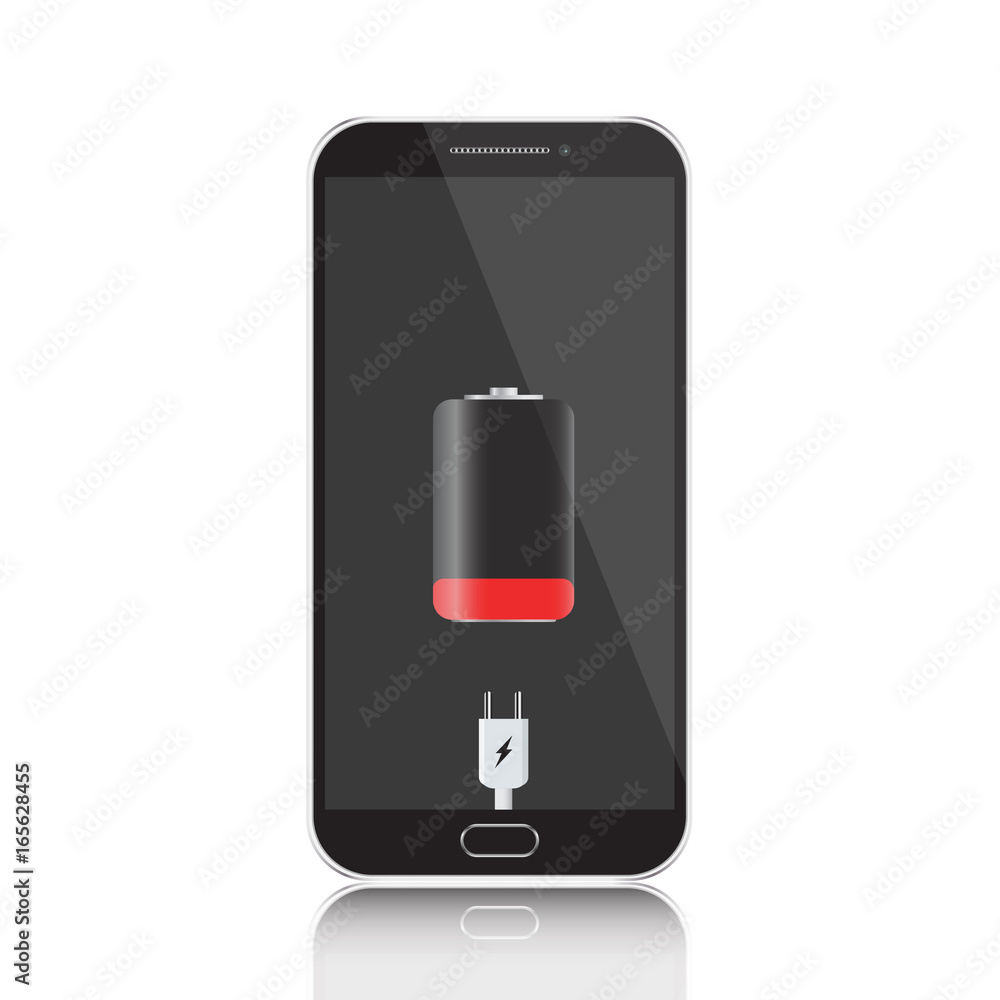 Smart phone technology low battery vector illustration Smart phone technology low battery vector illustration