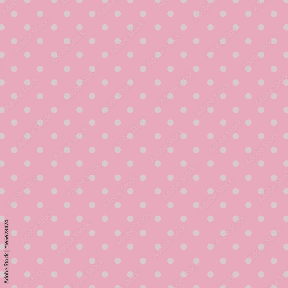 Seamless repeating polka dot spotty pattern with small white spots on a pale pastel pink background. Seamless repeating polka dot spotty pattern with small white spots on a pale pastel pink background.