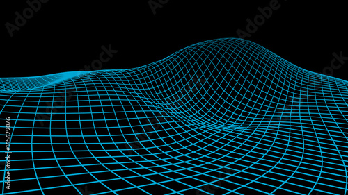 Abstract vector cyberspace background. Landscape grid illustration. 3d technology wireframe vector. Digital mesh for banners.
