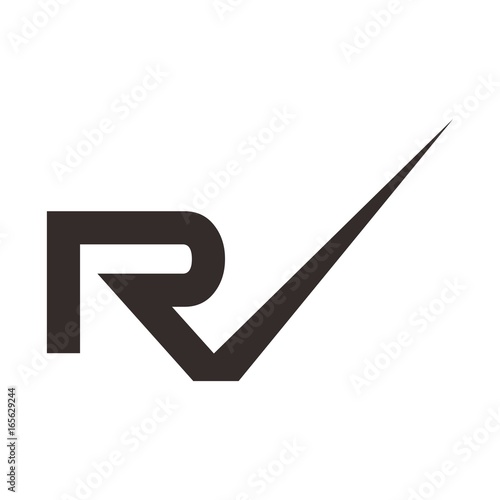 letter R and check mark logo vector.
