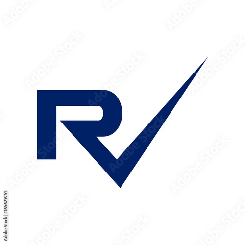 letter R and check mark logo vector.