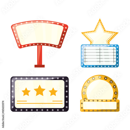 set retro cinema production emblems