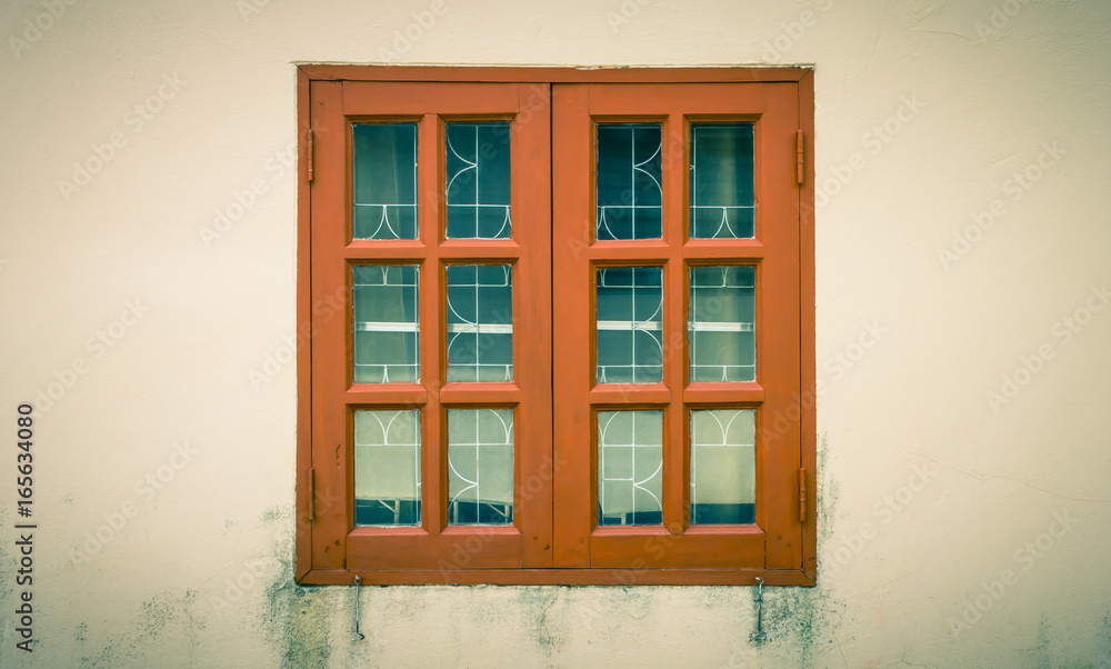 Brown Windows Frame on Grunge Background Vintage Style