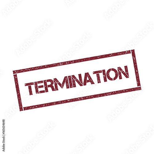 Termination rectangular stamp. Textured red seal with text isolated on white background, vector illustration.