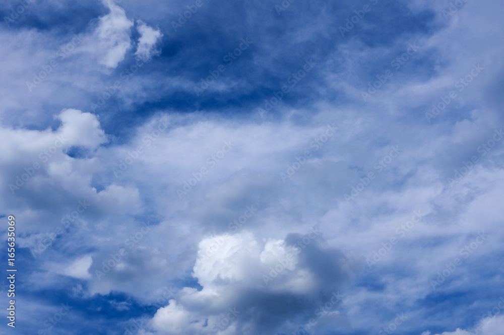 A cloudy sky on a summer day.