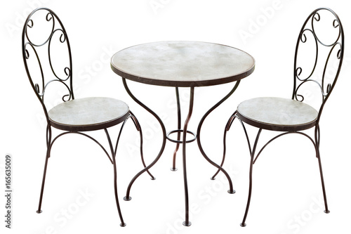 steel table and chairs isolated