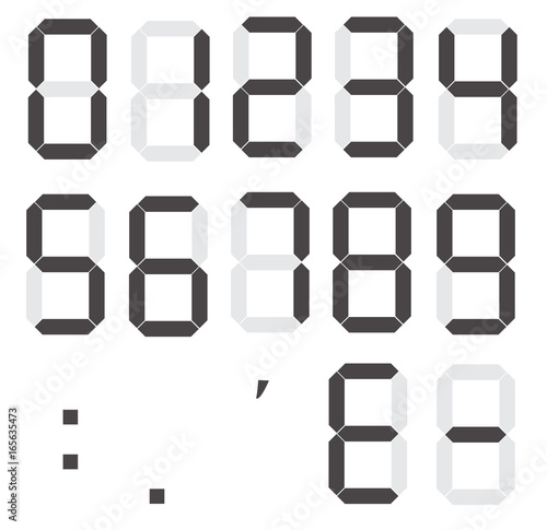set of calculator digital numbers. electronic figures. LCD digital number.
