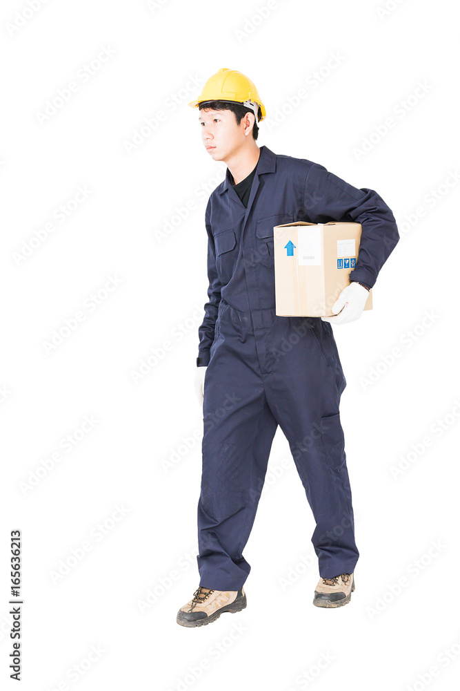 Young man hold paper box Young man hold paper box