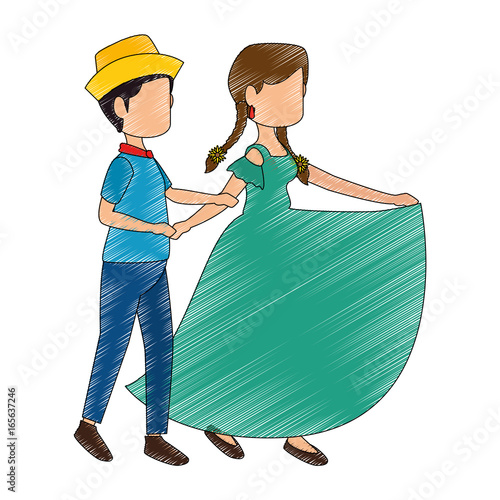 isolated peasants couple dancing