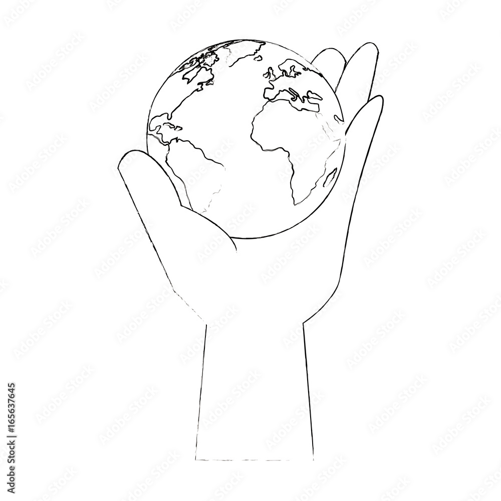 hand taking earth planet icon vector illustration graphic design Stock  Vector | Adobe Stock