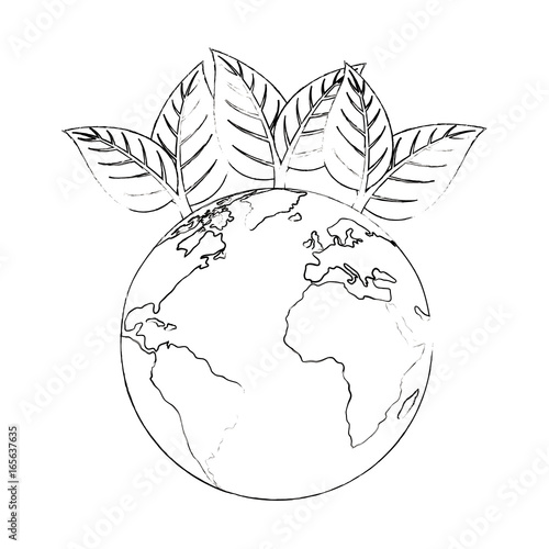 isolated sheet tree earth panet icon vector illustration graphic design