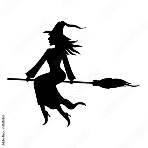 Witch with broom and kitty