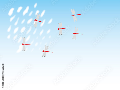 うろこ雲と赤とんぼ