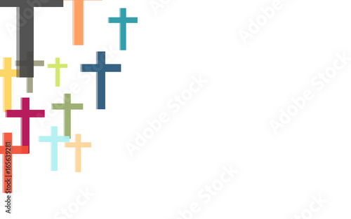 Hintergrund aus bunten christlichen Kreuzen
