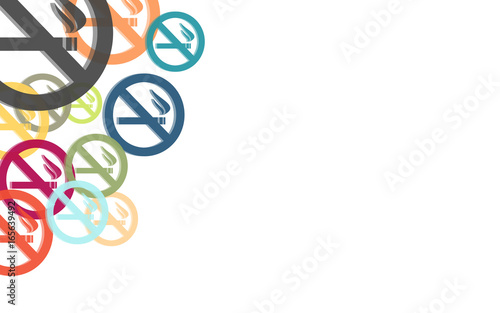 Hintergrund aus bunten Rauchverbot-Schildern