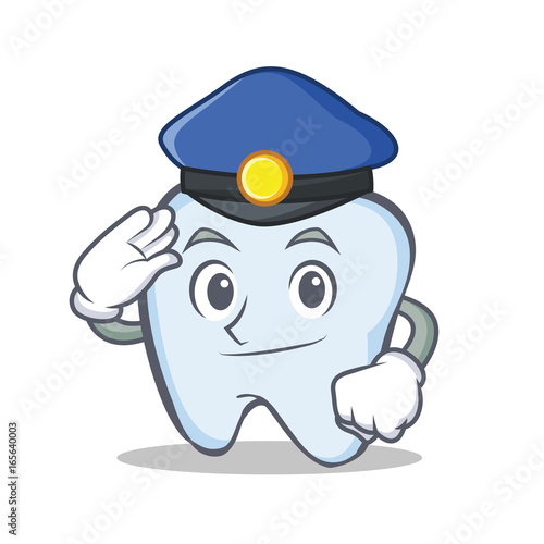 Police tooth character cartoon style