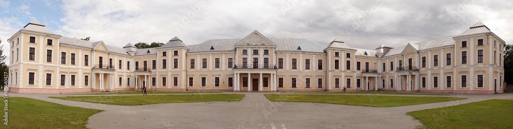Panorama of old historical Vyshnivets Palace, Ternopil region, Ukraine.