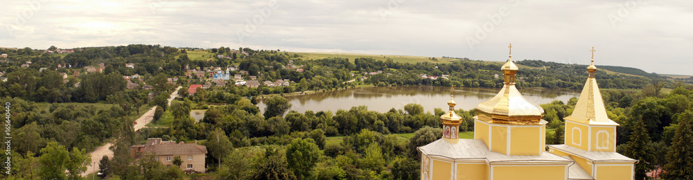 Landscape of ancient ukrainian village  Vyshnivets, west Ukraine.