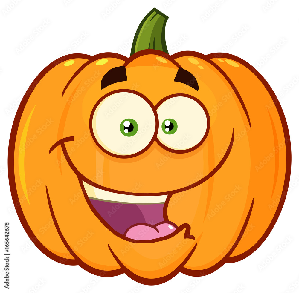 Happy Orange Pumpkin Vegetables Cartoon Emoji Face Character With Expression Happy Orange Pumpkin Vegetables Cartoon Emoji Face Character With Expression