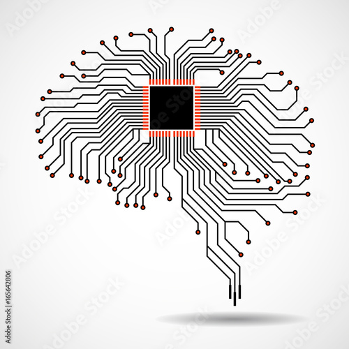 Abstract technological brain. Cpu. Circuit board. Vector