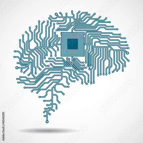Abstract technological brain. Cpu. Circuit board. Vector