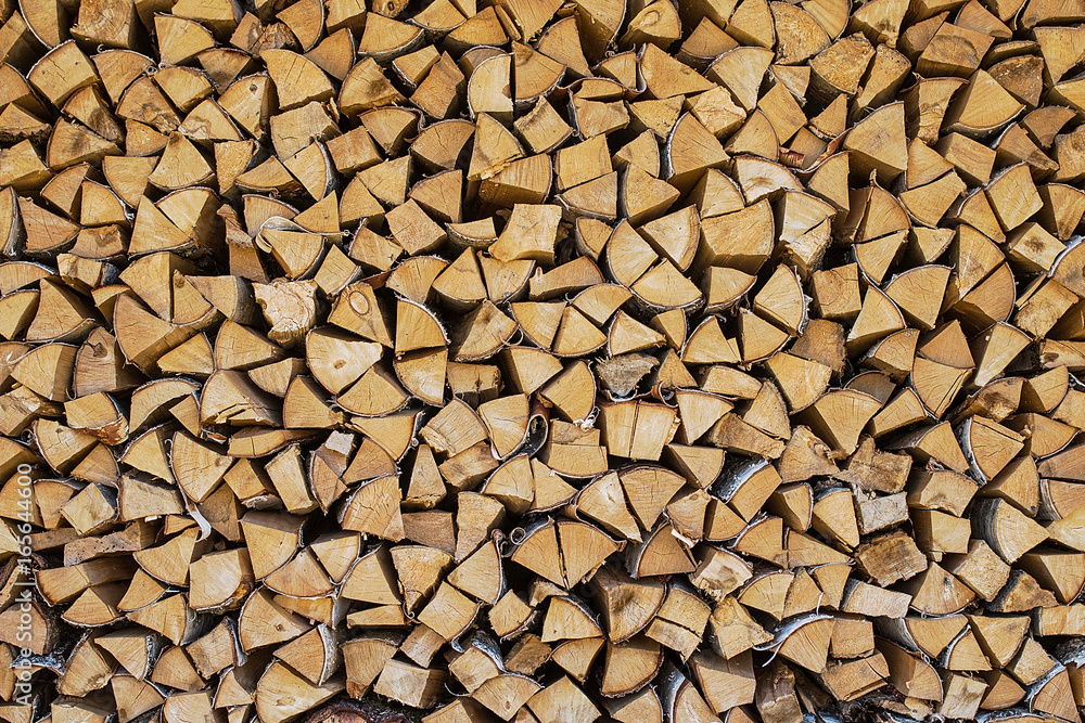 Chopped fire wood pile prepared for winter Chopped fire wood pile prepared for winter