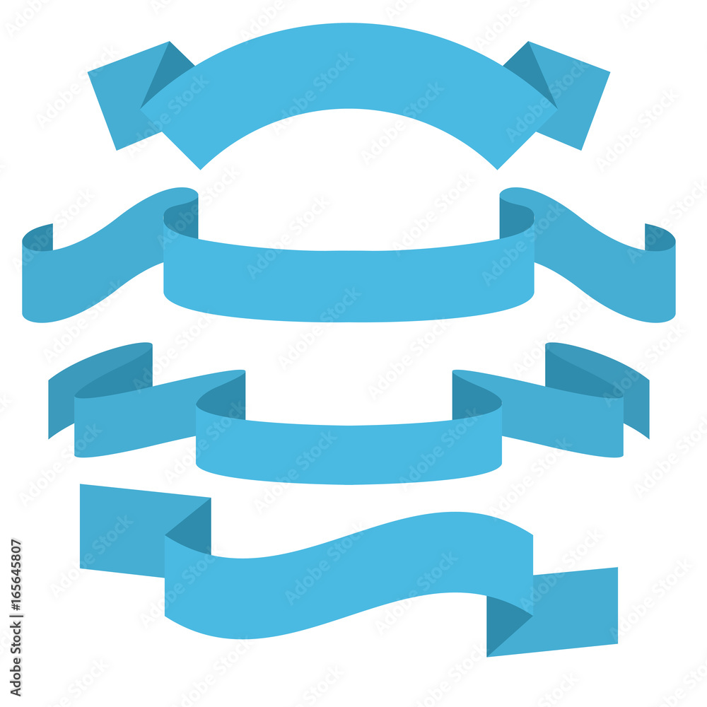 Blue ribbon scrolls. Flat matted banners Blue ribbon scrolls. Flat matted banners