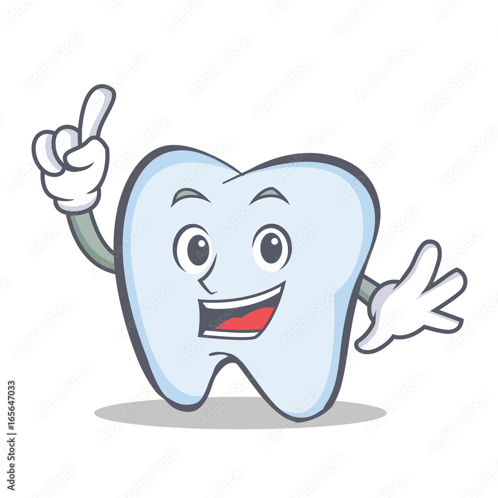 tooth character cartoon style with one finger Stock Vector | Adobe Stock
