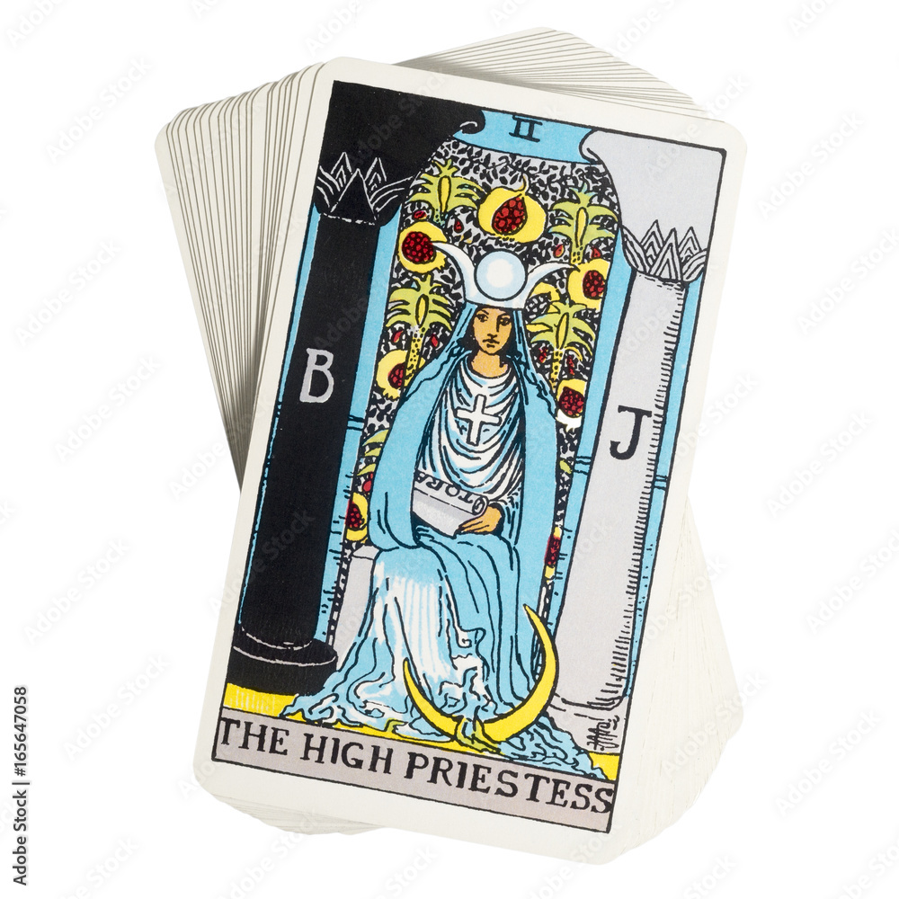 Deck of Tarot cards on white background ; THE HIGH PRIESTESS. Stock Photo |  Adobe Stock