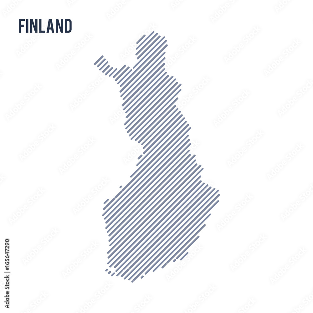 Vector abstract hatched map of Finland with oblique lines isolated on a white background. Vector abstract hatched map of Finland with oblique lines isolated on a white background.