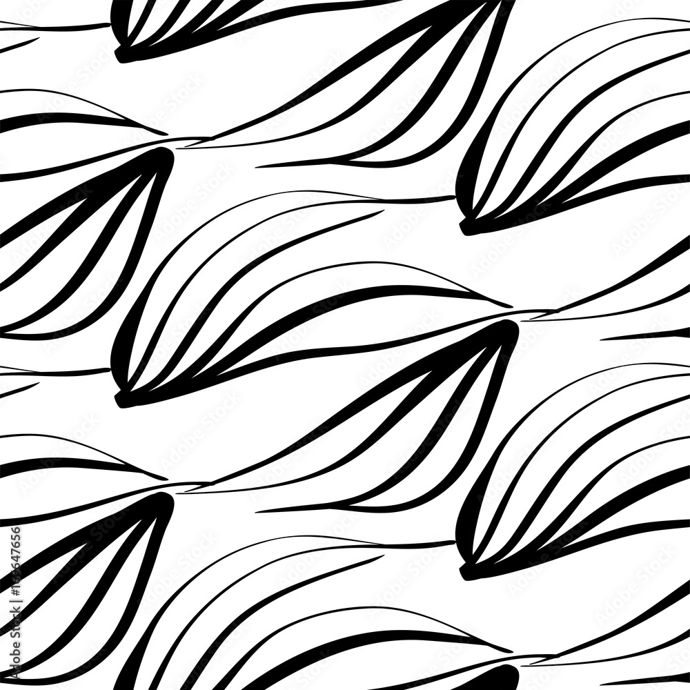 Obraz premium Seamless background pattern in retro style. Wrapping paper, wallpaper, fabric swatch. Black and white vector illustration.