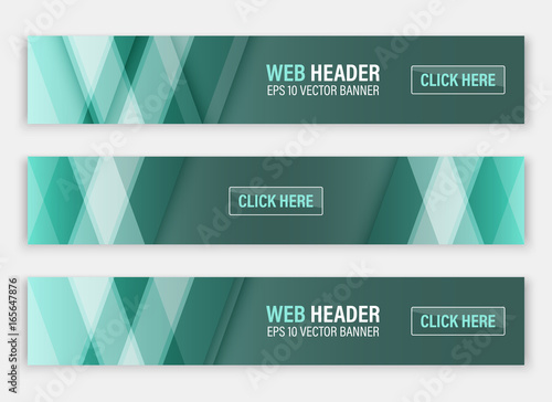 Web header, set of vector horizontal abstract banners.