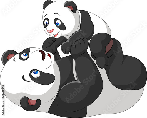 Fototapeta Naklejka Na Ścianę i Meble -  Cute mother and baby panda