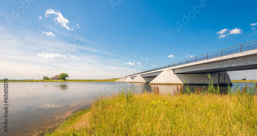 Modern bridge in a Dutch nature reserve