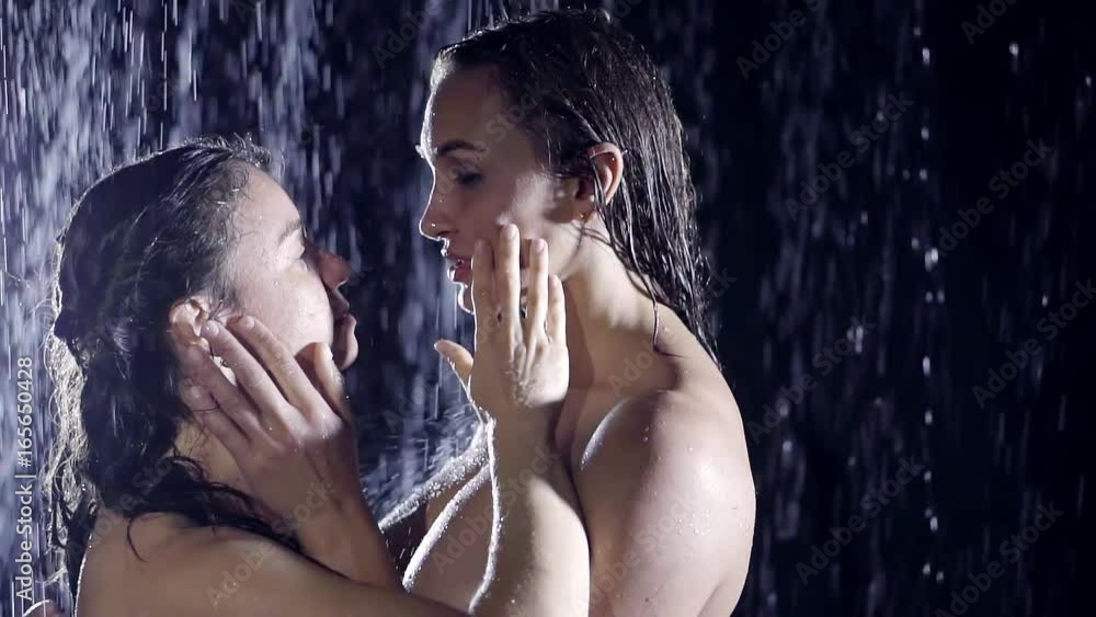 homosexual girls lesbian bathe together in the shower. they pressed her big Tits into each other and fingers caress the delicate skin on faces Stock ビデオ | Adobe Stock 