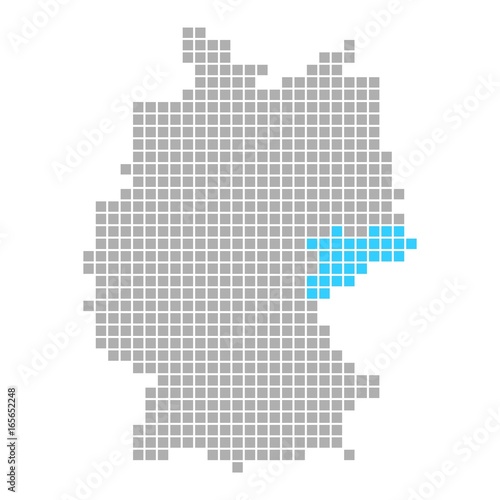 Markierung von Sachsen auf Karte von Deutschland