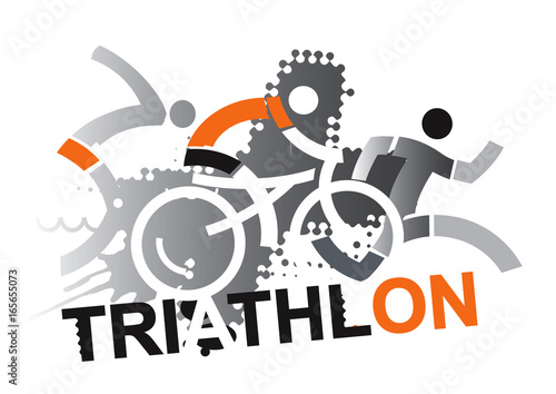 Triathlon Racers.
Three triathlon abstract stylized athletes on the grunge background. Vector available.