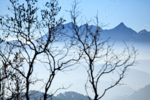 Sunrise at Doi Kum Fa View Point Mountain in Chiang Mai, Thailand