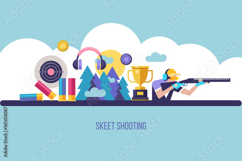 Shooting Skeet. The elements of design. Set of vector elements. Vector illustration.