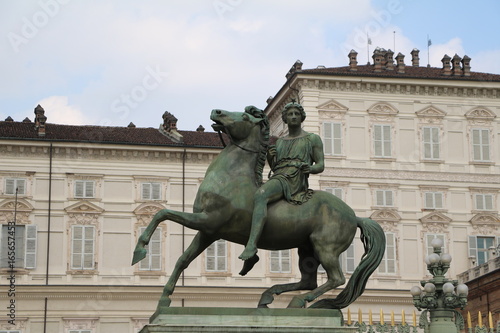 Equestrian statue in front of the Palazzo Reale in Turin, Piedmont Italy