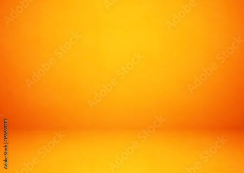 Empty orange studio room, used as background for display your products - Vector photo