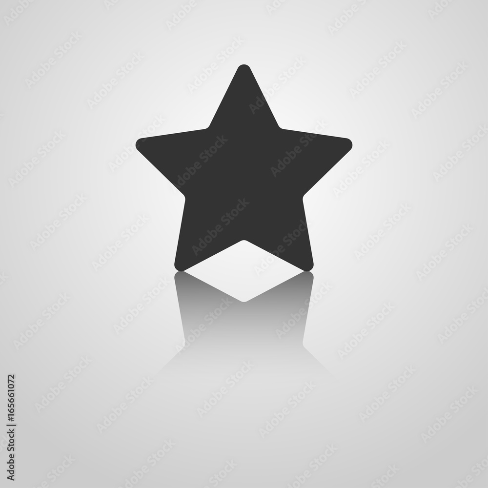 Vector star icon illustration with reflection. Template for design