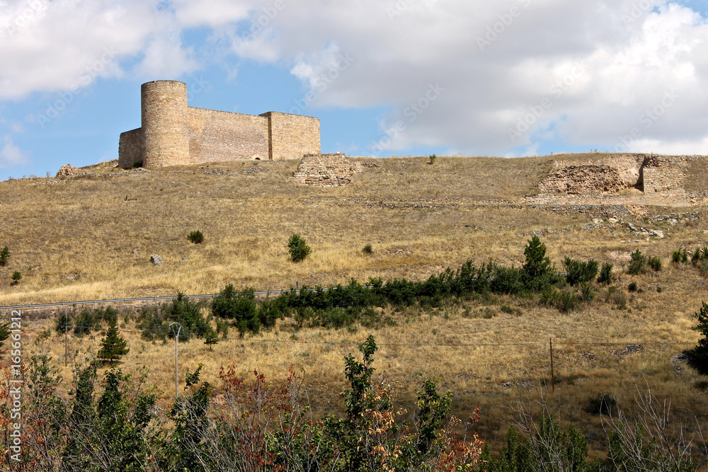 Views of Medinaceli Castle from the road leading to Soria, Spain